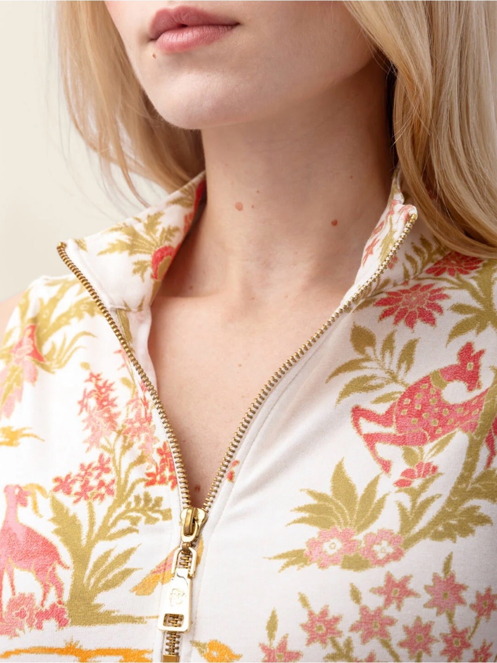 Spartina 449 Serena Half-Zip Dress Castillo Toile Cream - Small - Picture 4 of 7